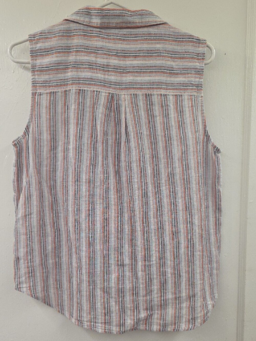 BeachLunchLounge Linen Blend Striped Tie Front Sleeveless Top S NWT - Picture 4 of 10